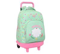 Safta MERMAID Zaino grande con ruote, compatto, rimovibile, ideale per bambini di diverse età, comodo e versatile, qualità e resistenza, 33 x 22 x 45 cm, colore, verde chiaro, Estándar, Casual