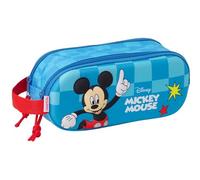 safta MICKEY MOUSE 3D - Astuccio doppio 3D, astuccio per bambini, ideale per bambini in età scolastica, comodo e versatile, qualità e resistenza, 21 x 6 x 8 cm, blu, M, Casual