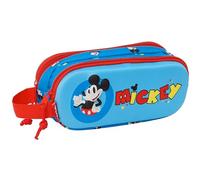 Safta Mickey Mouse 3D - Astuccio doppio 3D, astuccio per bambini, ideale per bambini in età scolastica, comodo e versatile, qualità e resistenza, 21 x 6 x 8 cm, colore blu, blu, Estándar, Casual