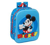 Safta MICKEY MOUSE 3D - Zaino per asilo 3D, adattabile al carrello, facile da pulire, ideale per bambini di diverse età, comodo e versatile, qualità e resistenza, 22 x 10 x 27 cm, colore blu, blu,