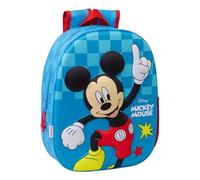 Safta MICKEY MOUSE 3D - Zaino scolastico, con design 3D, adattabile al carrello, ideale per bambini di diverse età, comodo e versatile, qualità e resistenza, 27 x 10 x 33 cm, blu, M, Casual