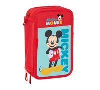 MICKEY MOUSE - Astuccio scuola con 37 utili inclusi, astuccio per bambini, ideale per bambini dai 5 ai 14 anni, comodo e versatile, qualità e resistenza, 12,5 x 5,5 x 19,5 cm
