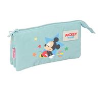 MICKEY MOUSE BABY - Astuccio triplo, astuccio per bambini, ideale per bambini in età scolastica, comodo e versatile, qualità e resistenza, 22 x 3 x 12 cm
