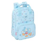 Safta MICKEY MOUSE BABY - Zaino per bambini, adattabile con manici, tessuto riciclabile, ideale per bambini di diverse età, comodo e versatile, qualità e resistenza, 20 x 8 x 28 cm, Blu chiaro, M