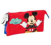 safta MICKEY MOUSE GOOD DAY - Astuccio triplo, astuccio per bambini, ideale per bambini in età scolastica, comodo e versatile, qualità e resistenza, 22 x 3 x 12 cm, blu, M, Casual