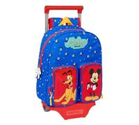 safta MICKEY MOUSE GOOD DAY - Zaino per bambini con carrello 705, ideale per bambini di diverse età, comodo e versatile, qualità e resistenza, 28 x 10 x 34 cm, blu, M, Casual
