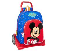 safta MICKEY MOUSE GOOD DAY - Zaino scuola 180, schienale ergonomico, con carrello Evolution, ideale per bambini di diverse età, comodo e versatile, qualità e resistenza, 33 x 14 x 42 cm, blu, M,