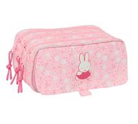 safta MIFFY FLORES - Astuccio triplo grande, astuccio per bambini, ideale per bambini in età scolastica, comodo e versatile, qualità e resistenza, 21,5 x 8 x 10 cm, rosa pallido, M, Casual