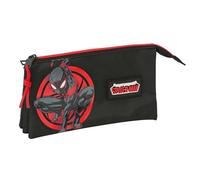 safta MILES MORALES - Astuccio triplo, astuccio per bambini, ideale per bambini in età scolastica, comodo e versatile, qualità e resistenza, 22 x 3 x 12 cm