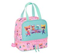 Safta SUPERKITTIES - Portamerienda, Portatodo, Qualità e Massima Resistenza, Porta Cibo, Ricreo, Spuntino e Colazione, 20 x 15 x 20 cm, Rosa chiaro/Turchese pastello, M, Casual