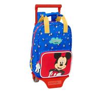 safta MICKEY MOUSE GOOD DAY - Zaino scuola 765 con carrello 805, ideale per bambini di diverse età, comodo e versatile, qualità e resistenza, 20 x 8 x 28 cm, blu, M, Casual
