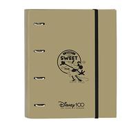 Safta MINNIE MOUSE 100 - Cartella 4 anelli da 35 cm con 100 fogli A4, ideale per bambini di diverse età, confortevole e versatile, qualità e resistenza, 27 x 3,5 x 32 cm, colore beige