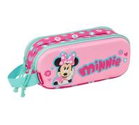 Safta Minnie Mouse 3D - Astuccio doppio 3D, astuccio per bambini, ideale per bambini in età scolastica, comodo e versatile, qualità e resistenza, 21 x 6 x 8 cm, colore rosa, Rosa, Estándar, Casual