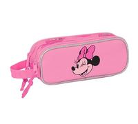 Safta Minnie Mouse Loving - Astuccio doppio per bambini, astuccio per bambini, ideale per bambini in età scolastica, comodo e versatile, qualità e resistenza, 21 x 6 x 8 cm, colore rosa, Rosa,