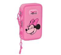 Safta MINNIE MOUSE LOVING - Astuccio per scuola per bambini, con 28 utensili inclusi, ideale per bambini dai 5 ai 14 anni, comodo e versatile, qualità e resistenza, 12,5 x 4 x 19,5 cm, colore rosa,