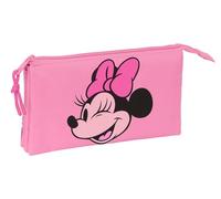 Safta MINNIE MOUSE LOVING - Astuccio triplo, astuccio per bambini, ideale per bambini in età scolastica, comodo e versatile, qualità e resistenza, 22 x 3 x 12 cm, colore rosa, Rosa, Estándar, Casual