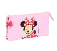Safta MINNIE MOUSE NAIVE - Astuccio triplo, astuccio per bambini, ideale per bambini in età scolastica, comodo e versatile, qualità e resistenza, 22 x 3 x 12 cm, rosa chiaro, M, Casual