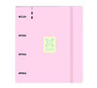 Safta Monaco Candy - Carpeblock con 4 anelli da 35 mm, con ricambio, con 100 fogli A4, ideale per bambini di diverse età, comodo e versatile, qualità e resistenza, 27 x 4 x 32 cm, rosa chiaro, M,