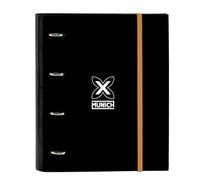 Safta Monaco Lagoon - Raccoglitore 4 anelli da 35 cm con 100 fogli A4, ideale per bambini di diverse età, comodo e versatile, qualità e resistenza, 27 x 3,5 x 32 cm, Nero, M, Casual