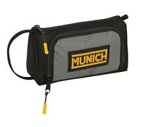 Safta Monaco Moonless - Astuccio con tasca pieghevole piena, astuccio per bambini, ideale per bambini in età scolastica, comodo e versatile, qualità e resistenza, 20 x 8,5 x 11 cm, colore, Nero /