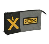 Safta Monaco Moonless - Astuccio triplo, astuccio per bambini, ideale per bambini in età scolastica, comodo e versatile, qualità e resistenza, 22 x 3 x 12 cm, colore, Nero/Grigio, Estándar, Casual