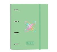 Safta Monaco PISTACHO - Raccoglitore 4 anelli da 35 cm con 100 fogli A4, ideale per bambini di diverse età, comodo e versatile, qualità e resistenza, 27 x 3,5 x 32 cm, colore, verde pistacchio,