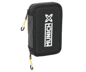 safta Monaco Topo - Astuccio per scuola per bambini, con 29 oggetti inclusi, ideale per bambini dai 5 ai 14 anni, comodo e versatile, qualità e resistenza, 12,5 x 4 x 19,5 cm, Nero, M, Casual