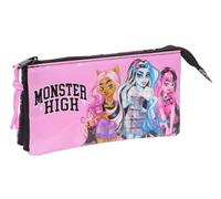 Safta MONSTER HIGH DRAMA - Astuccio triplo, astuccio per bambini, ideale per bambini in età scolastica, comodo e versatile, qualità e resistenza, 22 x 3 x 12 cm, multicolore, M, Casual