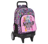 Safta Monster High Drama - Zaino grande con ruote, compatto evoluzione, rimovibile, ideale per bambini di diverse età, comodo e versatile, qualità e resistenza, 33 x 22 x 45 cm, multicolore, M, Casual