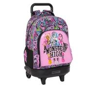 safta MONSTER HIGH DRAMA - Zaino grande con ruote, compatto, rimovibile, ideale per bambini di diverse età, comodo e versatile, qualità e resistenza, 33 x 22 x 45 cm, multicolore, M, Casual