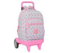 Safta MOOS FLORES - Zaino grande con ruote, Compact Evoluzione, rimovibile, ideale per bambini di diverse età, comodo e versatile, qualità e resistenza, 33 x 22 x 45 cm, colore multicolore,