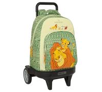 Safta Mufasa - Zaino grande con ruote, compatto evoluzione, rimovibile, ideale per bambini di diverse età, comodo e versatile, qualità e resistenza, 33 x 22 x 45 cm, colore: verde/beige, Verde/Beige,