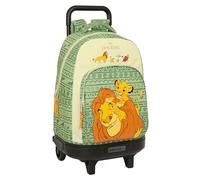 Safta Mufasa - Zaino grande con ruote, compatto, rimovibile, ideale per bambini di diverse età, comodo e versatile, qualità e resistenza, 33 x 22 x 45 cm, colore: verde/beige, Verde/Beige, Estándar,
