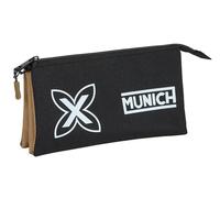 Safta Munich ANTRACITA - Astuccio triplo, astuccio per bambini, ideale per bambini in età scolastica, comodo e versatile, qualità e resistenza, 22 x 3 x 12 cm, colore, Nero antracite, Estándar, Casual