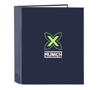 safta MUNICH BLUE INDIGO - Cartella portadocumenti a 4 anelli, ideale per bambini di diverse età, comoda e versatile, qualità e resistenza, 27x6x33 cm