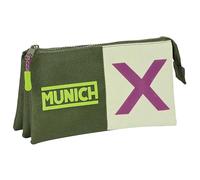 Safta Munich Bright Khaki - Astuccio triplo, astuccio per bambini, ideale per bambini in età scolastica, comodo e versatile, qualità e resistenza, 22 x 3 x 12 cm, colore cachi, Kaki, Estándar, Casual
