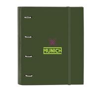 Safta Munich Bright Khaki - Raccoglitore a 4 anelli da 35 cm con 100 fogli A4, ideale per bambini di diverse età, comodo e versatile, qualità e resistenza, 27 x 3,5 x 32 cm, colore cachi, Kaki,