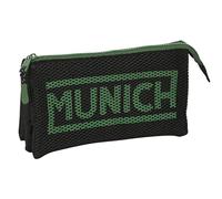 Safta Munich Caviar - Astuccio triplo, astuccio per bambini, ideale per bambini in età scolastica, comodo e versatile, qualità e resistenza, 22 x 3 x 12 cm, colore: nero, Nero, Estándar, Astuccio