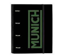 Safta MUNICH CAVIAR - Raccoglitore a 4 anelli da 35 cm con 100 fogli A4, ideale per bambini di diverse età, comodo e versatile, qualità e resistenza, 27 x 3,5 x 32 cm, colore: nero