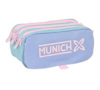 Safta MUNICH MELLOW - Astuccio triplo grande, astuccio per bambini, ideale per bambini in età scolastica, comodo e versatile, qualità e resistenza, 21,5 x 8 x 10 cm, Blu/Celeste/Rosa Chiaro, M, Casual