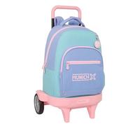Safta MUNICH MELLOW - Zaino grande con ruote, compatto evoluzione, rimovibile, ideale per bambini di diverse età, comodo e versatile, qualità e resistenza, 33 x 22 x 45 cm, Blu/Celeste/Rosa Chiaro, M