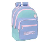 Safta MUNICH MELLOW - Zaino scuola per bambini, ideale per bambini di diverse età, comodo e versatile, qualità e resistenza, 32 x 15 x 42 cm, Blu/Celeste/Rosa Chiaro, M, Casual
