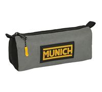 Safta MUNICH MOONLESS - Astuccio con cerniera e scomparto, astuccio per bambini, ideale per bambini in età scolastica, comodo e versatile, qualità e resistenza, 21 x 7 x 8 cm, colore, Nero/Grigio,