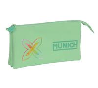 Safta Munich PISTACHO - Astuccio triplo, astuccio per bambini, ideale per bambini in età scolastica, comodo e versatile, qualità e resistenza, 22 x 3 x 12 cm, colore, verde pistacchio, Estándar,