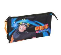 Safta Naruto - Astuccio triplo, astuccio per bambini, ideale per bambini in età scolastica, comodo e versatile, qualità e resistenza, 22 x 3 x 12 cm, Nero, M, Casual