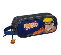 Safta Naruto Ninja - Astuccio doppio per bambini, astuccio per bambini, ideale per bambini in età scolastica, comodo e versatile, qualità e resistenza, 21 x 6 x 8 cm, colore: nero/blu, Nero/blu,