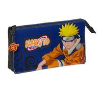 Safta Naruto Ninja - Astuccio Triplo, astuccio per bambini, ideale per bambini in età scolastica, comodo e versatile, qualità e resistenza, 22 x 3 x 12 cm, colore: nero/blu, Nero/blu, Estándar,