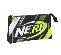 Safta Nerf Get Ready - Astuccio triplo, astuccio per bambini, ideale per bambini in età scolastica, comodo e versatile, qualità e resistenza, 22 x 3 x 12 cm, colore nero, Nero, Estándar, Casual