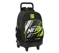 Safta Nerf GET READY - Zaino grande con ruote, compatto, rimovibile, ideale per bambini di diverse età, comodo e versatile, qualità e resistenza, 33 x 22 x 45 cm, colore: nero, Nero, Estándar, Casual