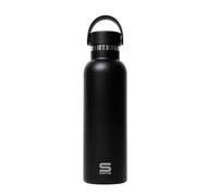 SAFTA NERO - Borraccia termica, bottiglia d'acqua, in acciaio inox, doppio isolamento, 12 ore di bevande calde e 24 ore di bevande fredde, 7,3 x 25 cm, 600 ml, Nero, M, Casual